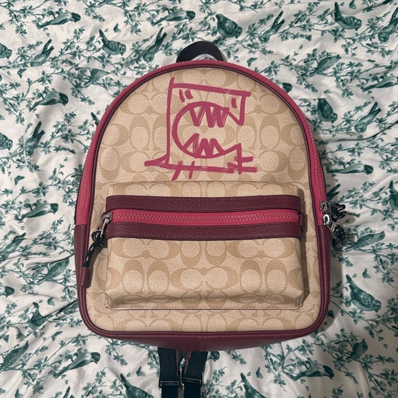 Coach Vale Medium Charlie Backpack in Signature Canvas With Rexy by Guang Yu